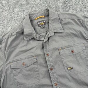 Ariat Rebar Mens XXL Tall Gray Short Sleeve Button Up Work Shirt Built to Last